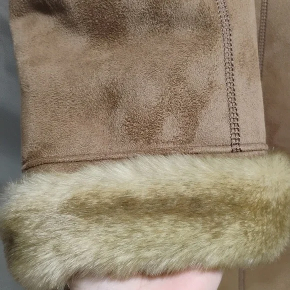 SALE! Gallery Faux Fur & Suede Long Gorgeous Coat Sz.L Never Worn - Picture 4 of 13